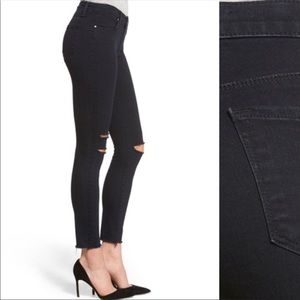 J Brand destroyed crop skinny jeans in Blue Mercy